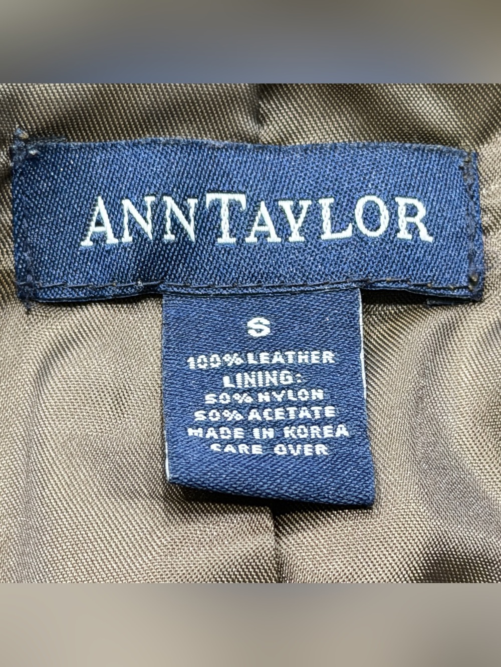 Ann Taylor‎ Women's Small Olive Green Leather Mock Neck Full Zip Jacket Lined - Picture 2 of 7